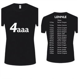 A stylish and modern T-shirt design, featuring a bold '4 aaa' inscription located near the heart area on the front