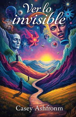 A surreal landscape representing the inner world of John, featuring vibrant and colorful visions intertwined with reality