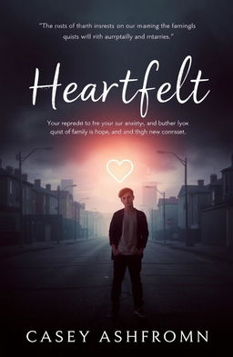 A poignant cover for the book "Heartfelt" depicting an urban landscape in moody tones