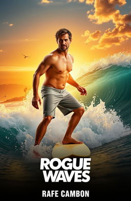 A high-energy, cinematic beach scene featuring Rafe Cameron, a character known for his adventurous spirit and charm