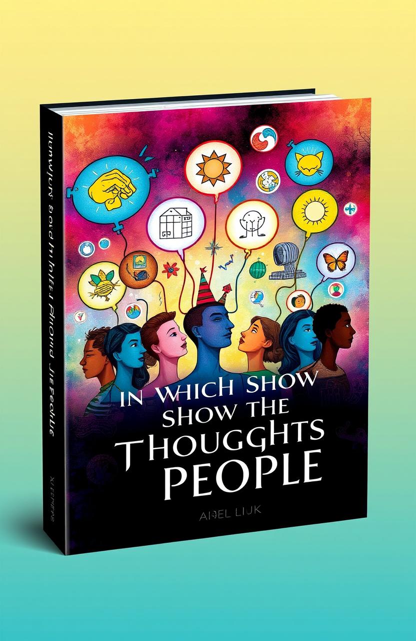 A visually captivating book cover that features the title 'In Which Show the Thoughts of People'