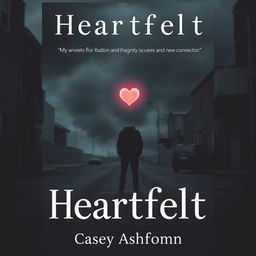 A poignant book cover for "Heartfelt" featuring a somber urban landscape with dark tones
