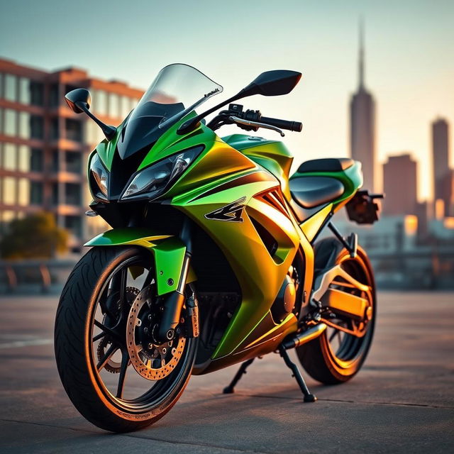 A stunning and detailed depiction of a Kawasaki Ninja motorcycle, showcasing its sleek and aerodynamic design