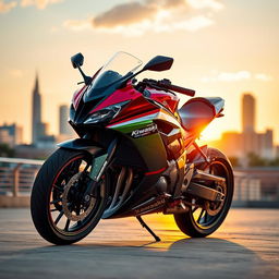 A stunning and detailed depiction of a Kawasaki Ninja motorcycle, showcasing its sleek and aerodynamic design