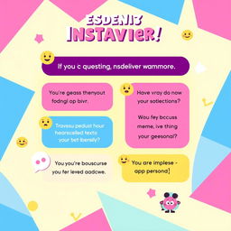 An interactive Instagram story format featuring a colorful, vibrant design that encourages viewers to engage with questions and answers