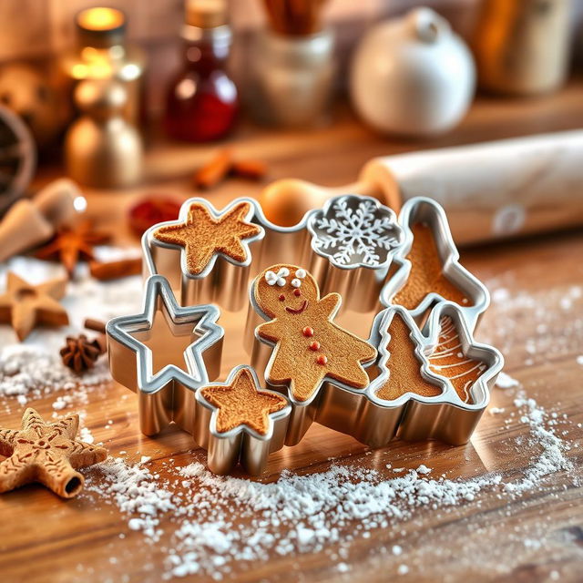 A beautifully decorated gingerbread cookie mold, intricately designed with festive patterns