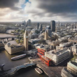 An image depicting the vibrant city of London in a photorealistic style