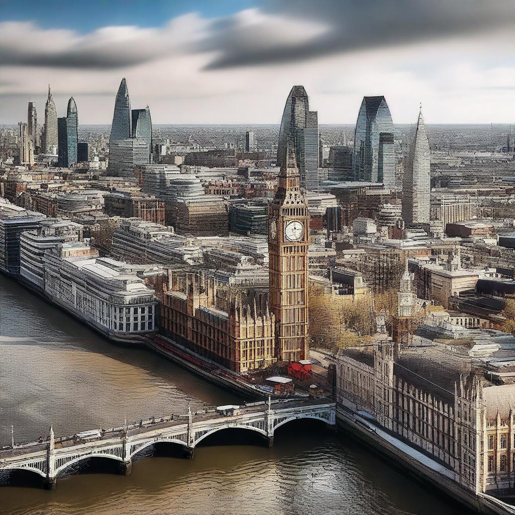 An image depicting the vibrant city of London in a photorealistic style