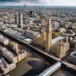 An image depicting the vibrant city of London in a photorealistic style