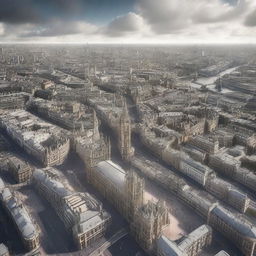 A high-quality image showcasing the city of Londyn, rendered in a photorealistic style