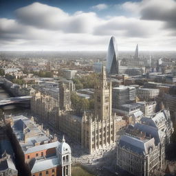 A high-quality image showcasing the city of Londyn, rendered in a photorealistic style