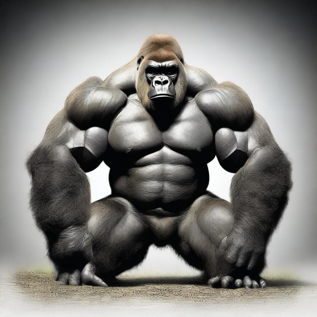 This is a high-quality digital art image of a buff gorilla