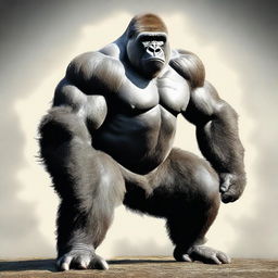 This is a high-quality digital art image of a buff gorilla