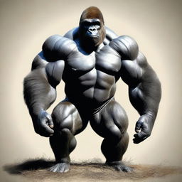 This is a high-quality digital art image of a buff gorilla