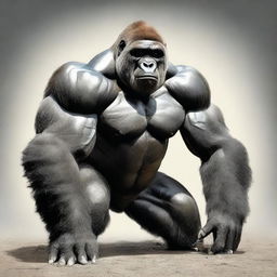 This is a high-quality digital art image of a buff gorilla