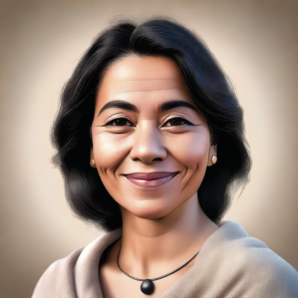 A digital art portrait of Joyce Martinez, rendered with high precision and detail