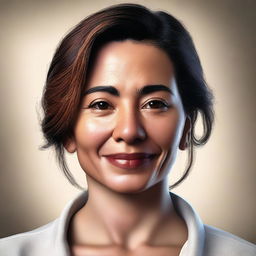 A digital art portrait of Joyce Martinez, rendered with high precision and detail