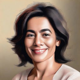 A digital art portrait of Joyce Martinez, rendered with high precision and detail