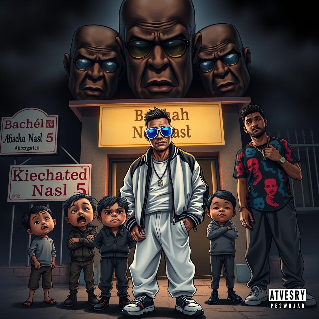 A dark album cover for a diss rap featuring three prominent rappers: Mahyar, Adril, and Ali 023
