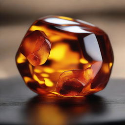 A high-quality digital art image featuring a close-up of a piece of amber