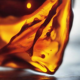 A high-quality digital art image featuring a close-up of a piece of amber