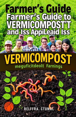 An informative and visually appealing cover for a farmer's guide on vermicomposting