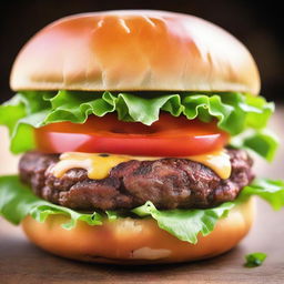 An enticing high-resolution photograph of an 'August Burger'