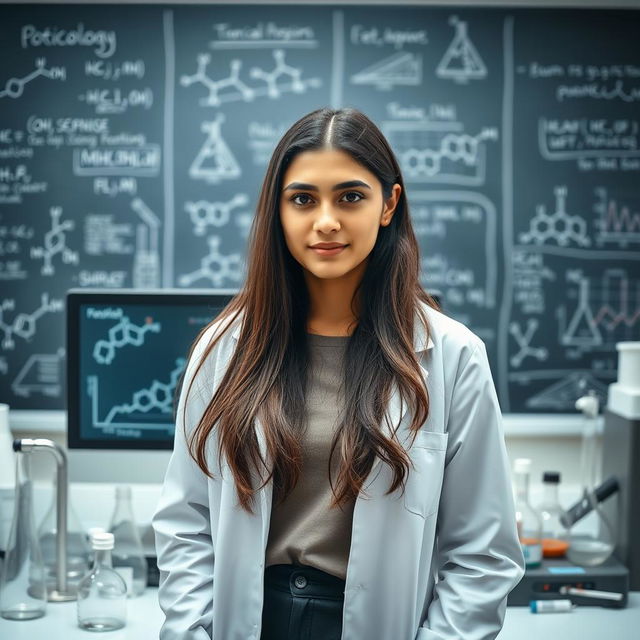 A portrait of a young woman named Bahareh Hosseini, a master’s student specializing in Toxicology