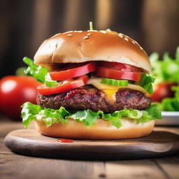 An enticing high-resolution photograph of an 'August Burger'