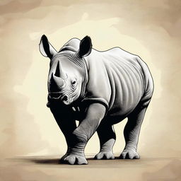 An image of a majestic black rhino, rendered in a digital art style