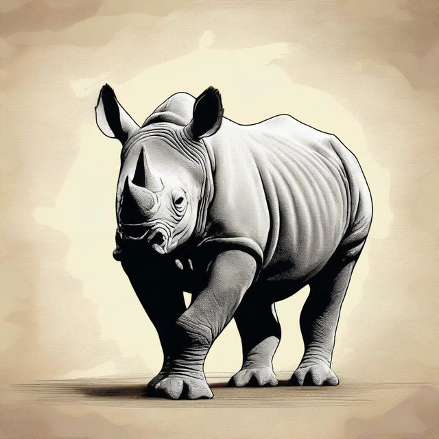 An image of a majestic black rhino, rendered in a digital art style