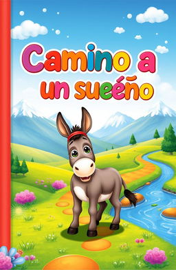 A whimsical book cover for a story titled 'Camino a un sueño' (Path to a Dream)