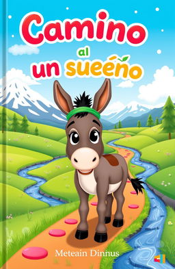 A whimsical book cover for a story titled 'Camino a un sueño' (Path to a Dream)