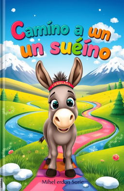 A whimsical book cover for a story titled 'Camino a un sueño' (Path to a Dream)
