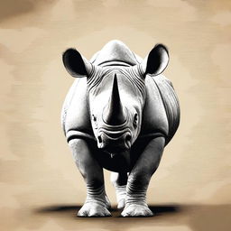 An image of a majestic black rhino, rendered in a digital art style