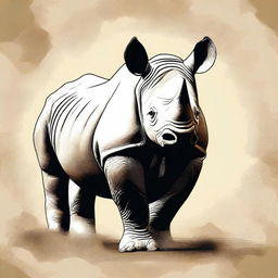 An image of a majestic black rhino, rendered in a digital art style