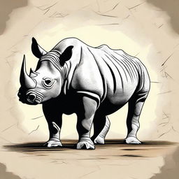 An image of a majestic black rhino, rendered in a digital art style