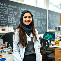 A portrait of an Iranian young woman named Bahareh Hosseini, a master's student in Toxicology