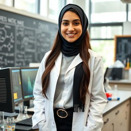A portrait of an Iranian young woman named Bahareh Hosseini, a master's student in Toxicology