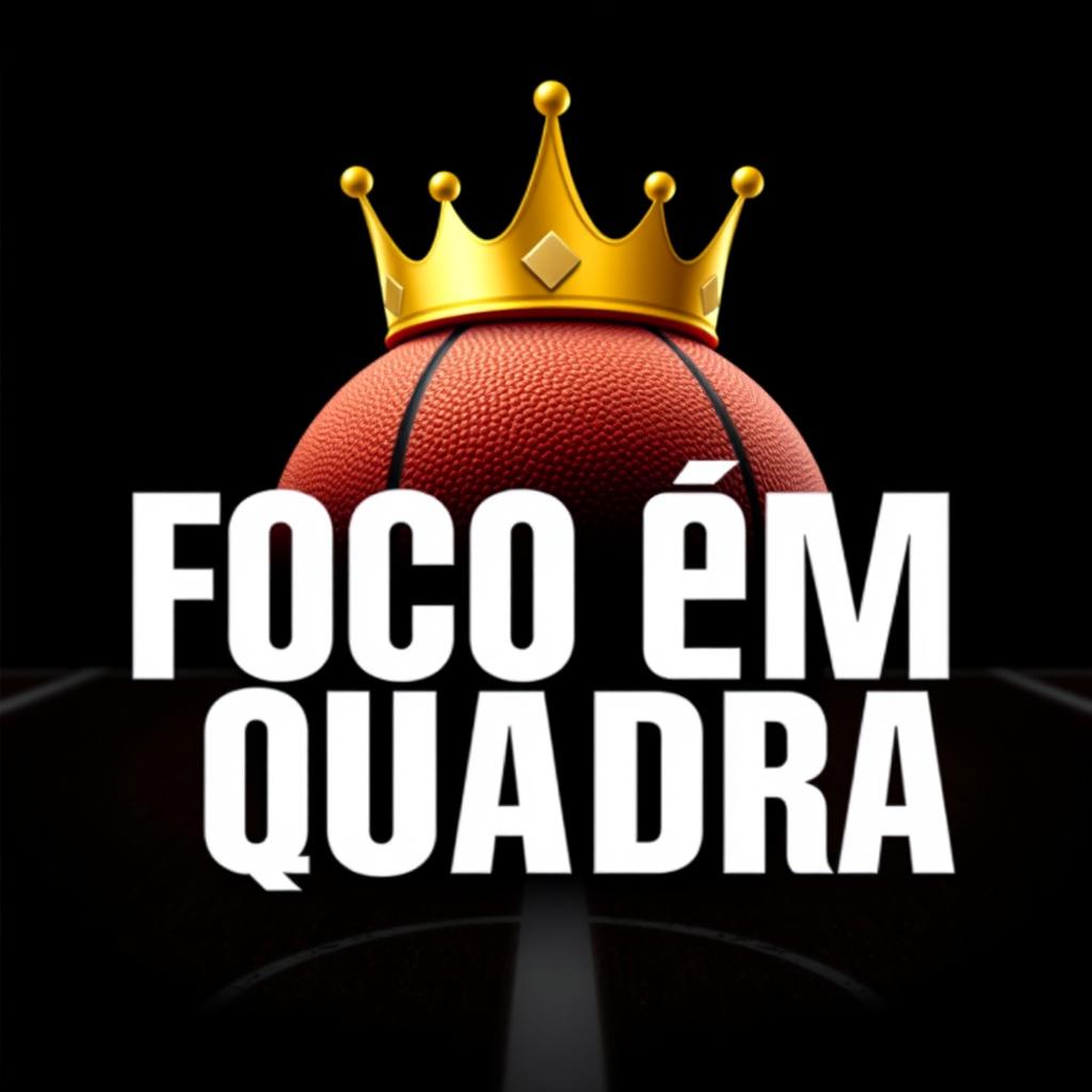 An eye-catching eBook cover design themed around basketball, featuring the title 'Foco em Quadra' in large, striking typography