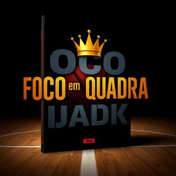 An eye-catching eBook cover design themed around basketball, featuring the title 'Foco em Quadra' in large, striking typography