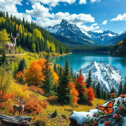 A captivating and visually stunning video showcasing breathtaking natural landscapes, including lush forests, majestic mountains, serene lakes, and vibrant wildlife
