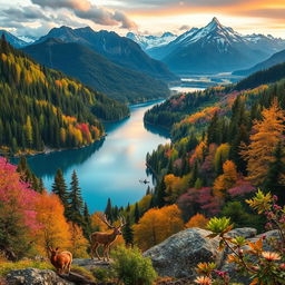 A captivating and visually stunning video showcasing breathtaking natural landscapes, including lush forests, majestic mountains, serene lakes, and vibrant wildlife