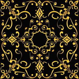 A stunning vector design featuring a rich black background with intricate golden patterns
