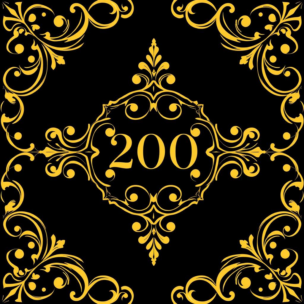 A stunning vector design featuring a rich black background with intricate golden patterns