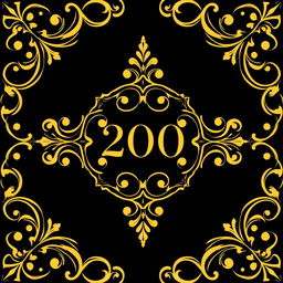 A stunning vector design featuring a rich black background with intricate golden patterns