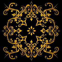 A stunning vector design featuring a rich black background with intricate golden patterns