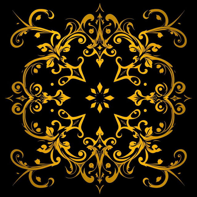 A stunning vector design featuring a rich black background with intricate golden patterns