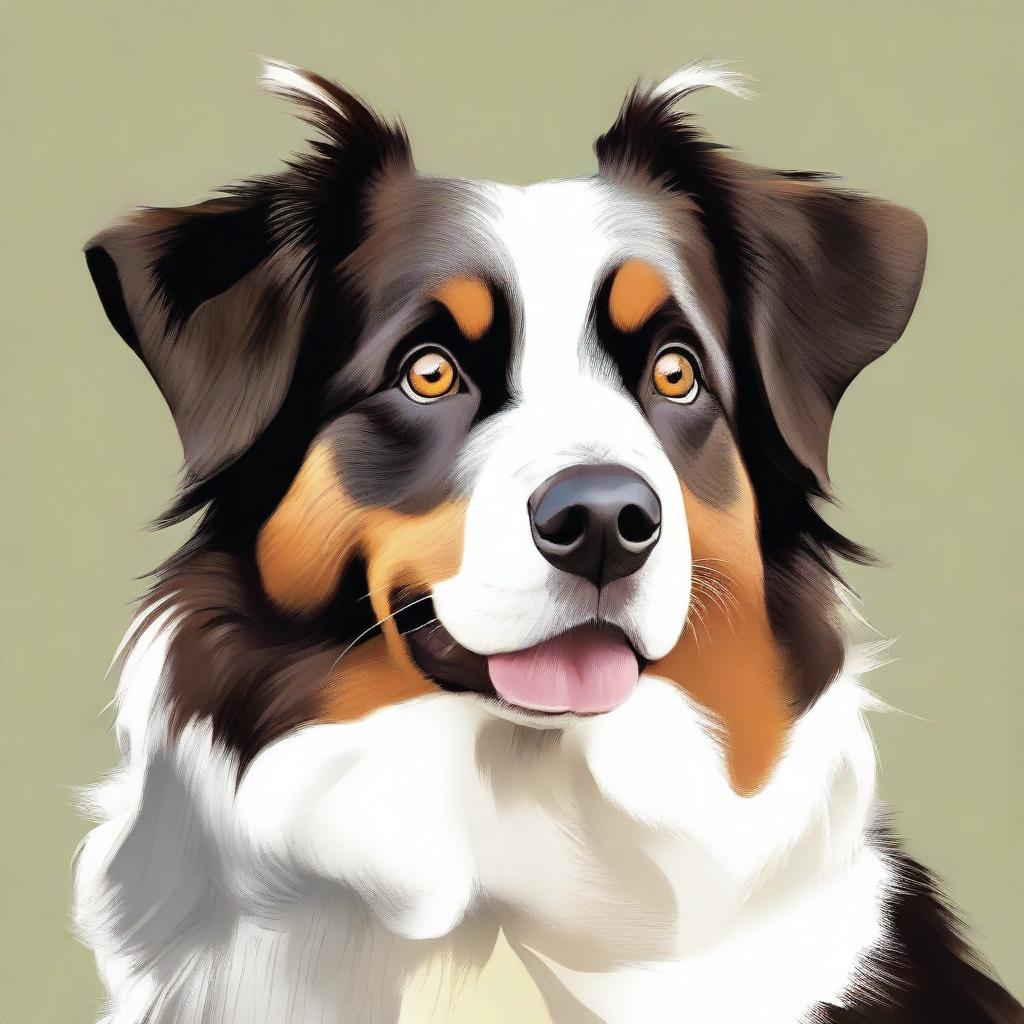 This is a high-quality digital art image of an Australian Shepherd dog