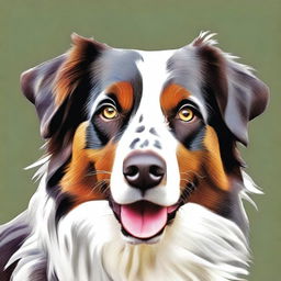 This is a high-quality digital art image of an Australian Shepherd dog